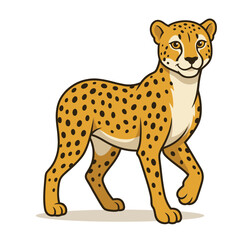 Cute cartoon cheetah standing and looking forward with spotted cat © FORHAD