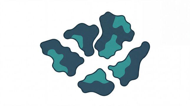 Peta globe vektor abstrak bentuk pulau teal dan biru pada putih