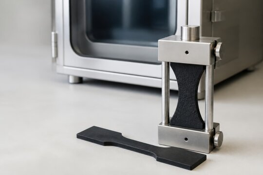 Rubber ozone testing - a stretched strip beside a control coupon