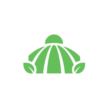 Green dome icon with leaves