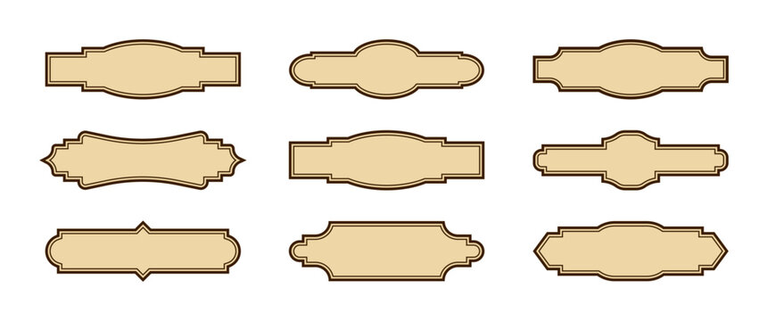 Vintage Horizontal Blank Label Beige Classic Sticker Set