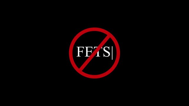  No FETS text sign, stop using cigarette and tobacco, warning on BLACK Blackground, simple animation video, copy space for text 4k video.