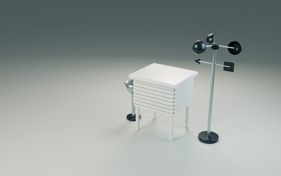 Weather instrument shelter with wind and rain gauges