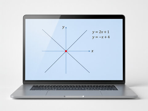 System of Two Linear Equations Graph on a Realistic Laptop Screen