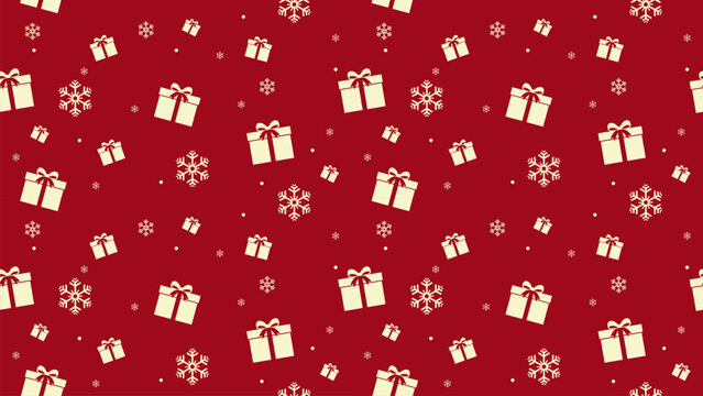 Red Gift Box And Snowflake Seamless Pattern Christmas Background