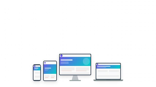 Responsive Web Design Animation Showing Website UI on Desktop Monitor Laptop Tablet and Smartphone