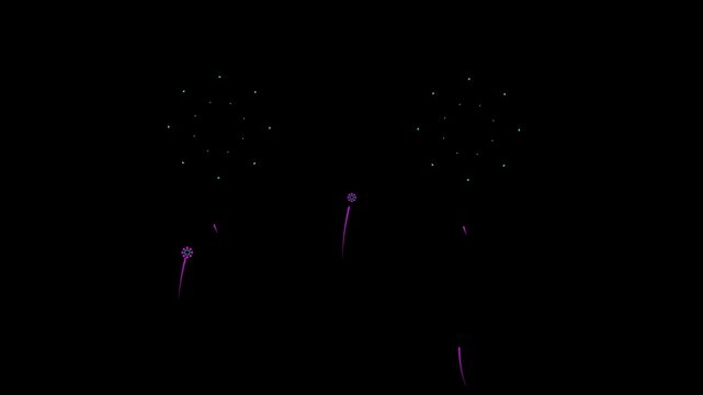 Fireworks line spark burst animation on black and Green screen. 4K video