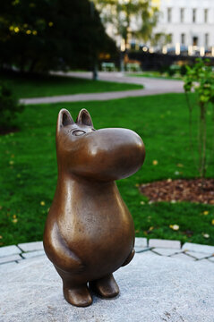 Helsinki, Finland &ndash; September 03, 2026: The bronze Moomin statue by sculptor Matti Kalkamo in Tove Jansson Park in Helsinki.