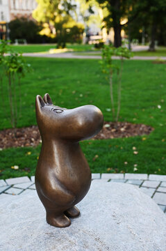 Helsinki, Finland &ndash; September 03, 2026: The bronze Moomin statue by sculptor Matti Kalkamo in Tove Jansson Park in Helsinki.