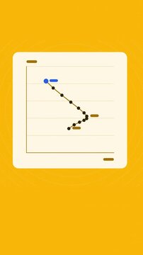 Vertical 9:16 animated connected scatter animation time in amber and orange on a light background. Seamless looping 4K data visualization in portrait format for reels, shorts, stories and mobile prese