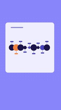Vertical 9:16 animated bubble timeline animation bubbles in blue and cyan on a light background. Seamless looping 4K data visualization in portrait format for reels, shorts, stories and mobile present