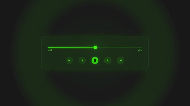 Media player template scroll bar button with audio reactor, Music timeline or video track player, simple digital media interface animation. Minimal video and audio player progress bar.