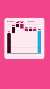 Vertical 9:16 animated churn waterfall chart inflow in coral and magenta on a light background. Seamless looping 4K data visualization in portrait format for reels, shorts, stories and mobile presenta