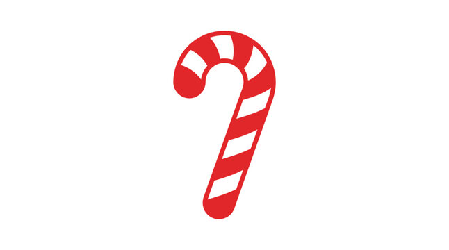 Red and white striped candy cane illustration on a white background , Vector Illustration