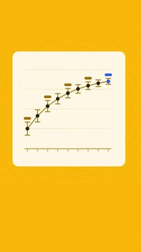 Vertical 9:16 animated life expectancy chart decade in amber and orange on a light background. Seamless looping 4K data visualization in portrait format for reels, shorts, stories and mobile presentat