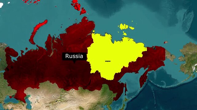 Map of russia highlighting the sakha republic region in yellow with geography federation territory