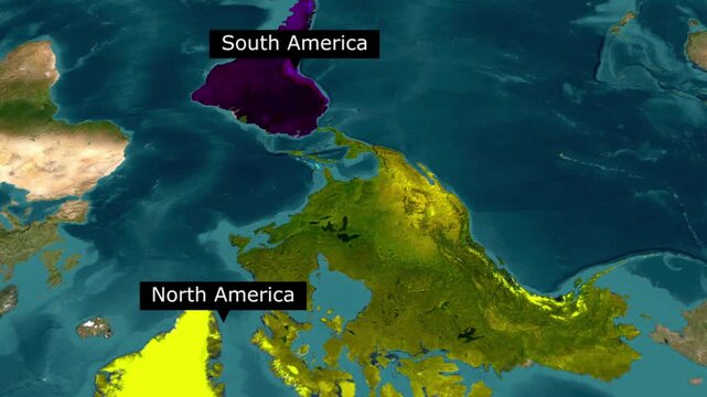 Geographic map illustration showing north and south america continents with geography