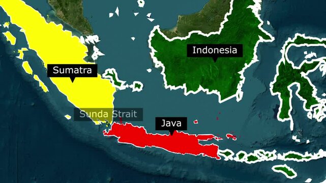 Map of indonesia showing sumatra java and sunda strait islands with labels indonesia geography