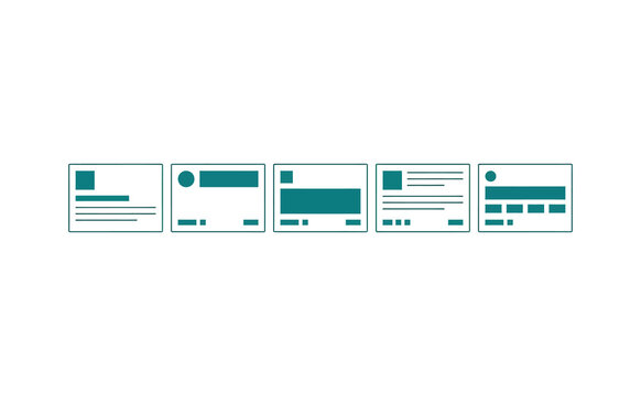 Teal website wireframe layouts and UI design structures