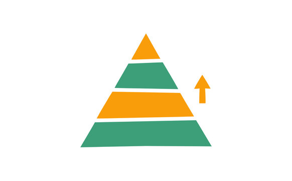 Segmented pyramid infographic with colorful layers and growth arrow