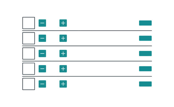 Clean interface list with teal plus and minus buttons for digital task management