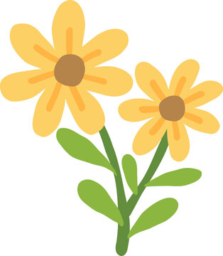 cute spring summer blossom sunflower vector cartoon illustration