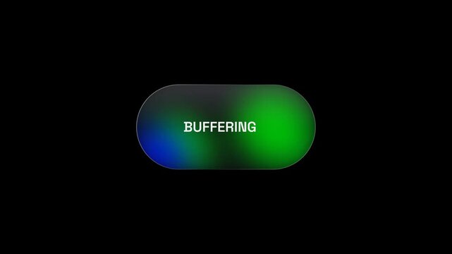Green and blue gradient loading button with buffering text