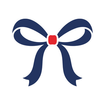 Stylized blue bow with red center