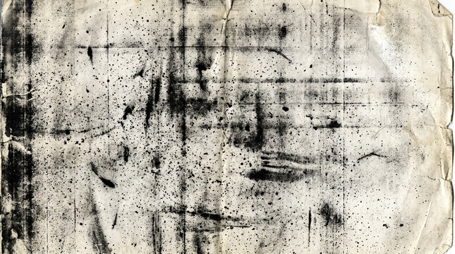 Abstract texture on old paper with ink stains and grunge effect for background. dark smudges and faded lines create a vintage, distressed look on surface