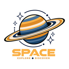 Saturn Planet Space Exploration and Discovery Flat Vector Illustration © Samsun