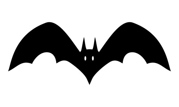 Halloween bat silhouette isolated on white. Vector template for banner, poster, flyer, sticker, shirt, mug, logo design.
