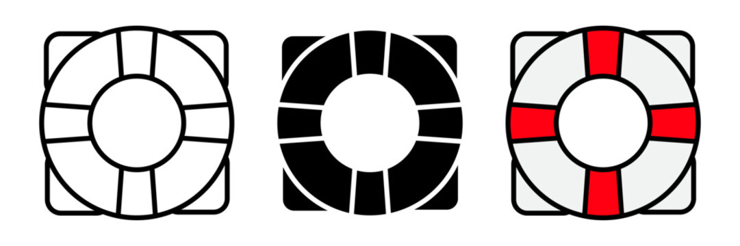 Clean lifebuoy icon representing a life ring, water rescue, flotation device, and marine safety equipment. Designed in stroke, filled, and colored vector styles for swimming, boating and beaches.
