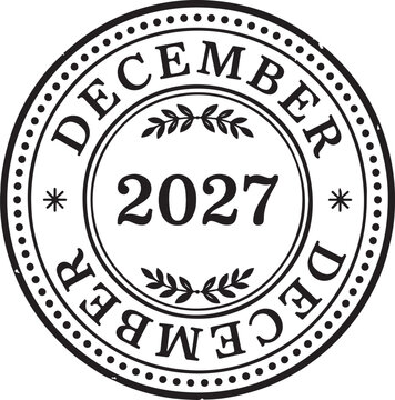 December 2027 round rubber stamp seal