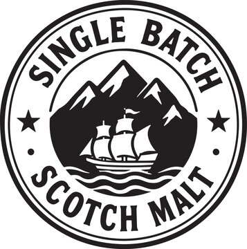 vector round rubber stamp with text saying Single Batch, Scotch malt