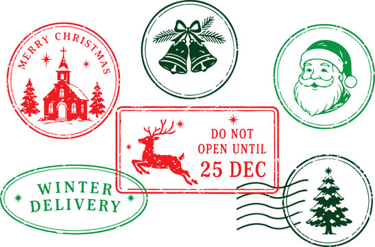 vector grunge rubber stamp set for Christmas