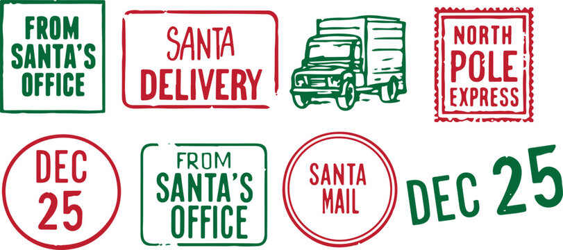 vector grunge rubber stamp set for Christmas