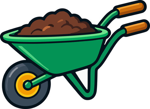 Garden wheelbarrow vector icon isolated on white background