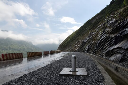 Geotechnical slope inclinometer monitoring - a mountain station after rainfall