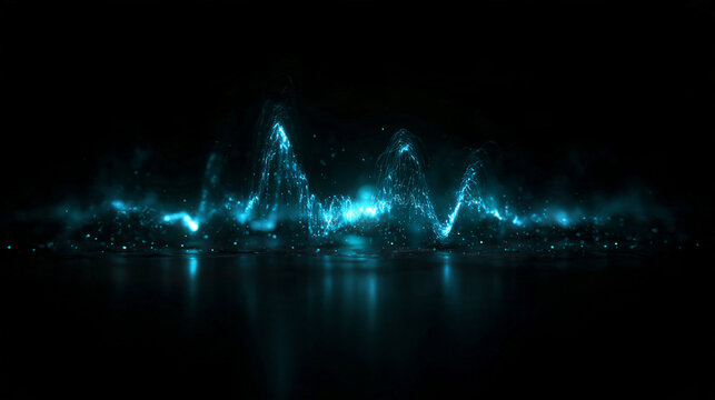 Glowing Blue Sound Wave and Audio Frequency Visualization