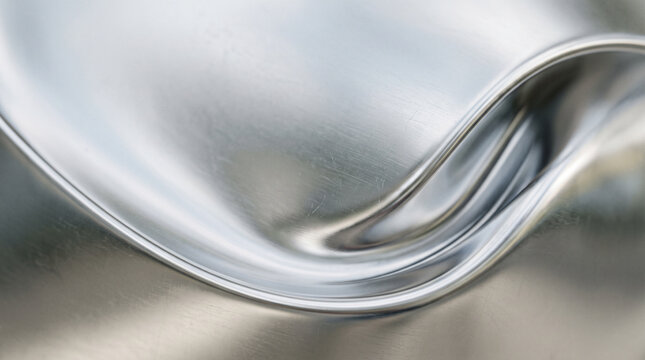 Smooth polished stainless steel surface texture background with gentle soft curves and subtle metallic sheen creates high end industrial appearance perfect for modern architectural photography concept
