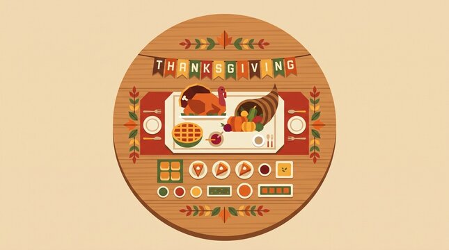 Dinner table turkey digital photo graphic
