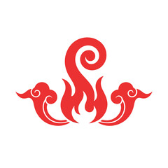 Fototapeta premium Red stylized flames and clouds graphic