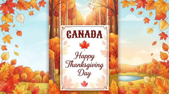 A beautiful canadian thanksgiving day celebration surrounded by vibrant autumn foliage and warm tones