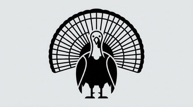 A detailed black and white illustration of a turkey commonly associated with thanksgiving celebrations