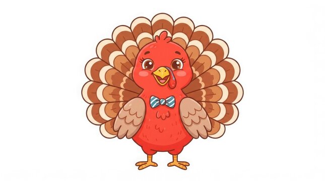 A charming cartoon turkey illustration perfect for thanksgiving celebrations and autumnal festivities
