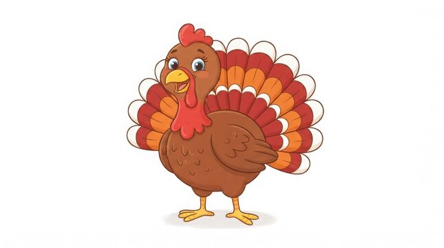 A charming cartoon turkey illustration celebrating the spirit of thanksgiving and autumn festivities