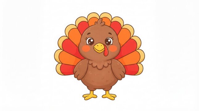A charming cartoon turkey illustration perfect for thanksgiving celebrations and autumn themed designs