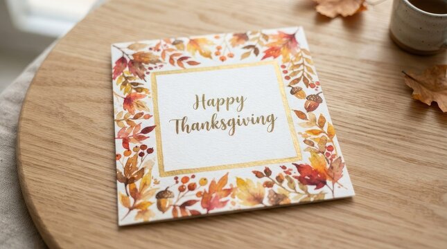 A festive thanksgiving card with floral accents warm tones and a cozy autumnal atmosphere