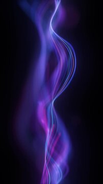 Abstract electric structure waves, vertical column big data. Blurred gradient glow neon colored vertical lines. Stylish animated background wave motion out of focus on isolated black background loop.