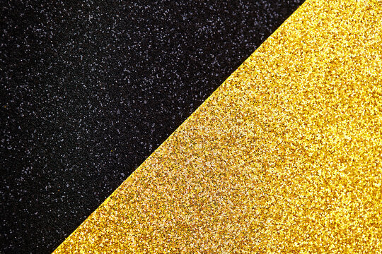 Luxurious Glitter Surface Illumination. Elegant Shiny Background Suitable For Branding. Gleaming Gold And Black Textured Background Ideal For Promotional Displays And Social Media Branding